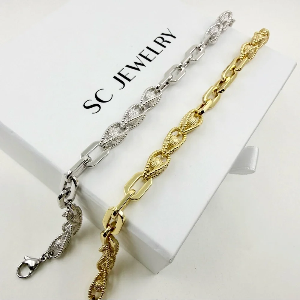 Twisted Rope Chain Silver Bracelet | Platinum Plated | Minimal Luxury Jewelry